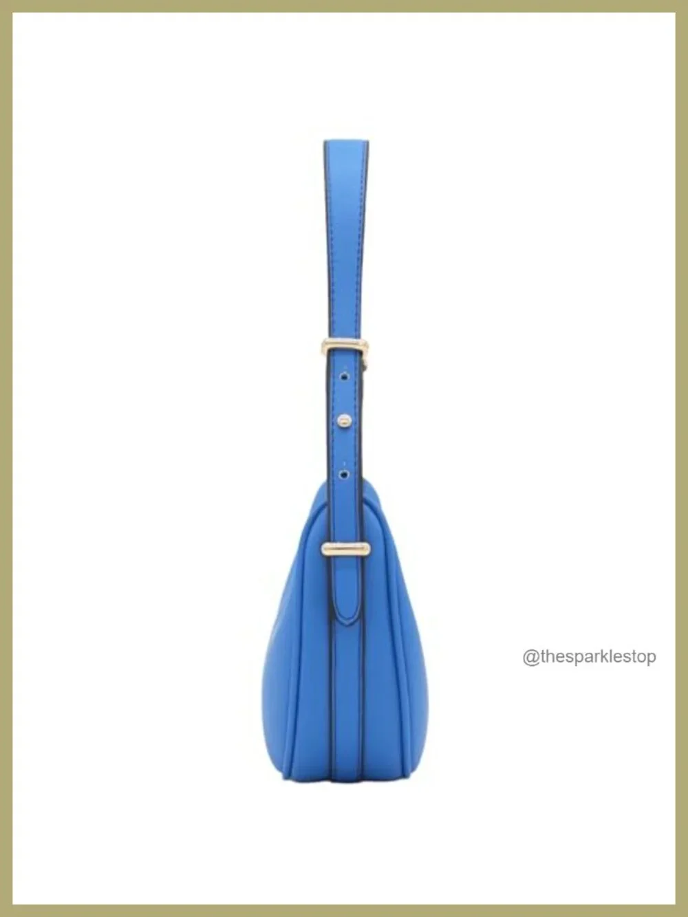 Faux Leather Baguette Shoulder Bag, Adjustable Strap, Gold Hardware